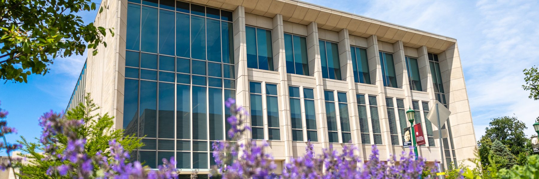 Building with flowers.